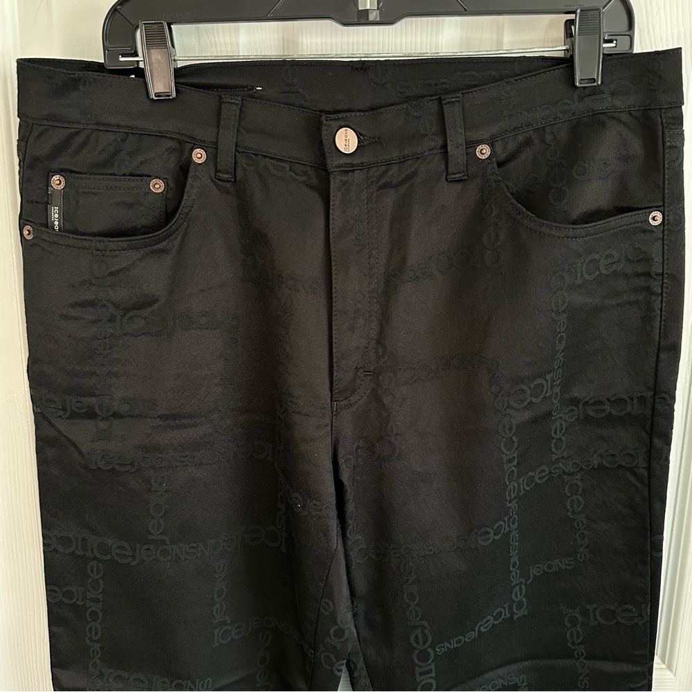 Iceberg Black Patterned Pants. Made in Italy.